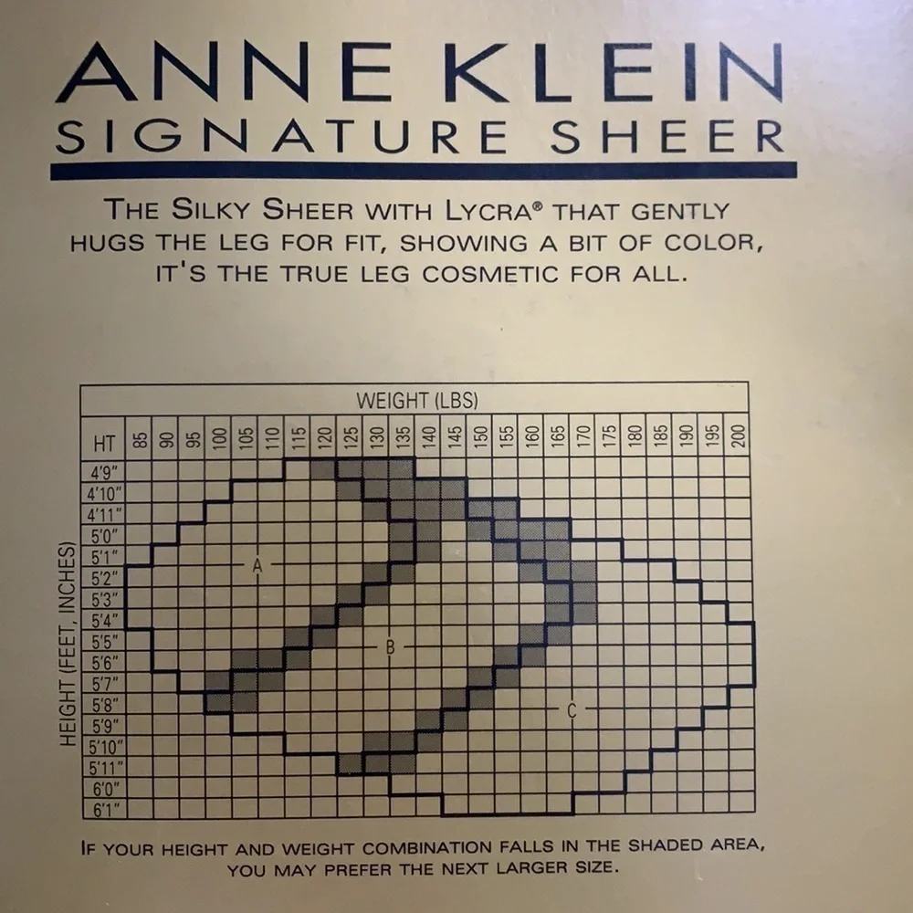 New Ann Klein style 923 signature sheer control contour top pantyhose Sheer leg